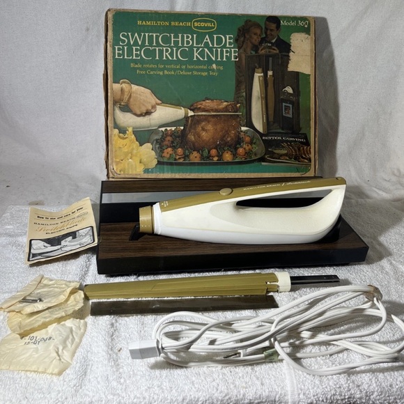 Vintage Hamilton Beach Electric Knife Model 360 Harvest Gold - Picture 1 of 10